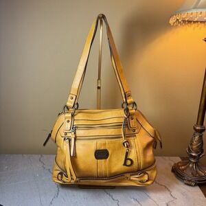 BØC Born Concept Mustard Yellow Faux Leather Shoulder Bag Tote‎ Purse